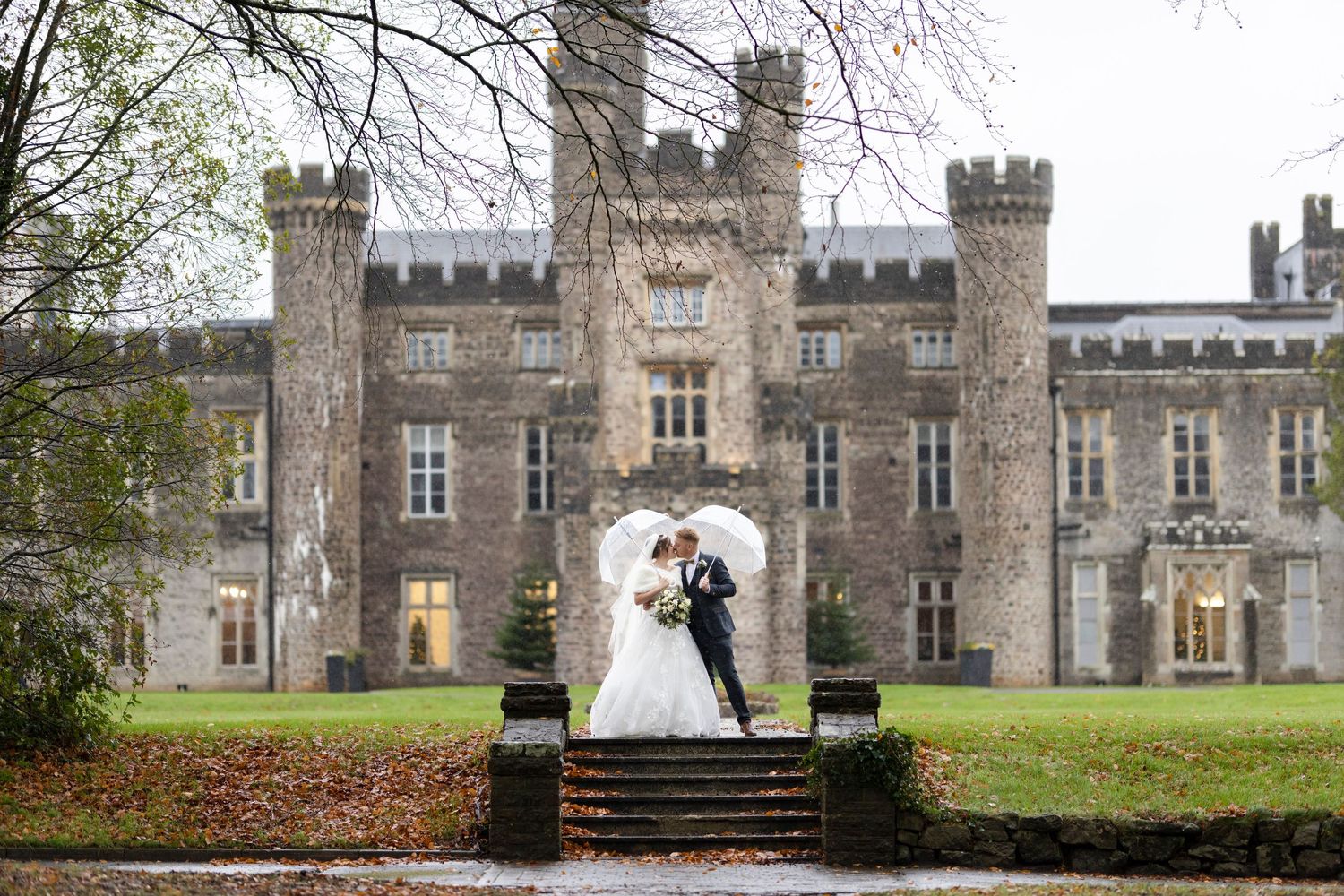 hensol castle wedding photography in the rain