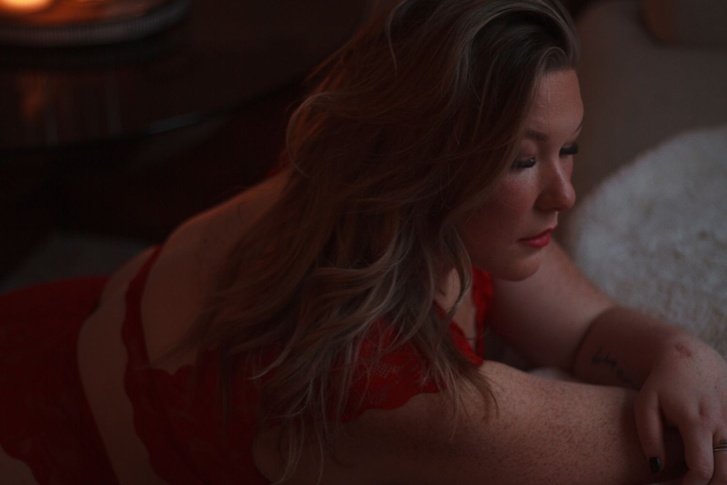 Sexy and moody boudoir portrait of women.