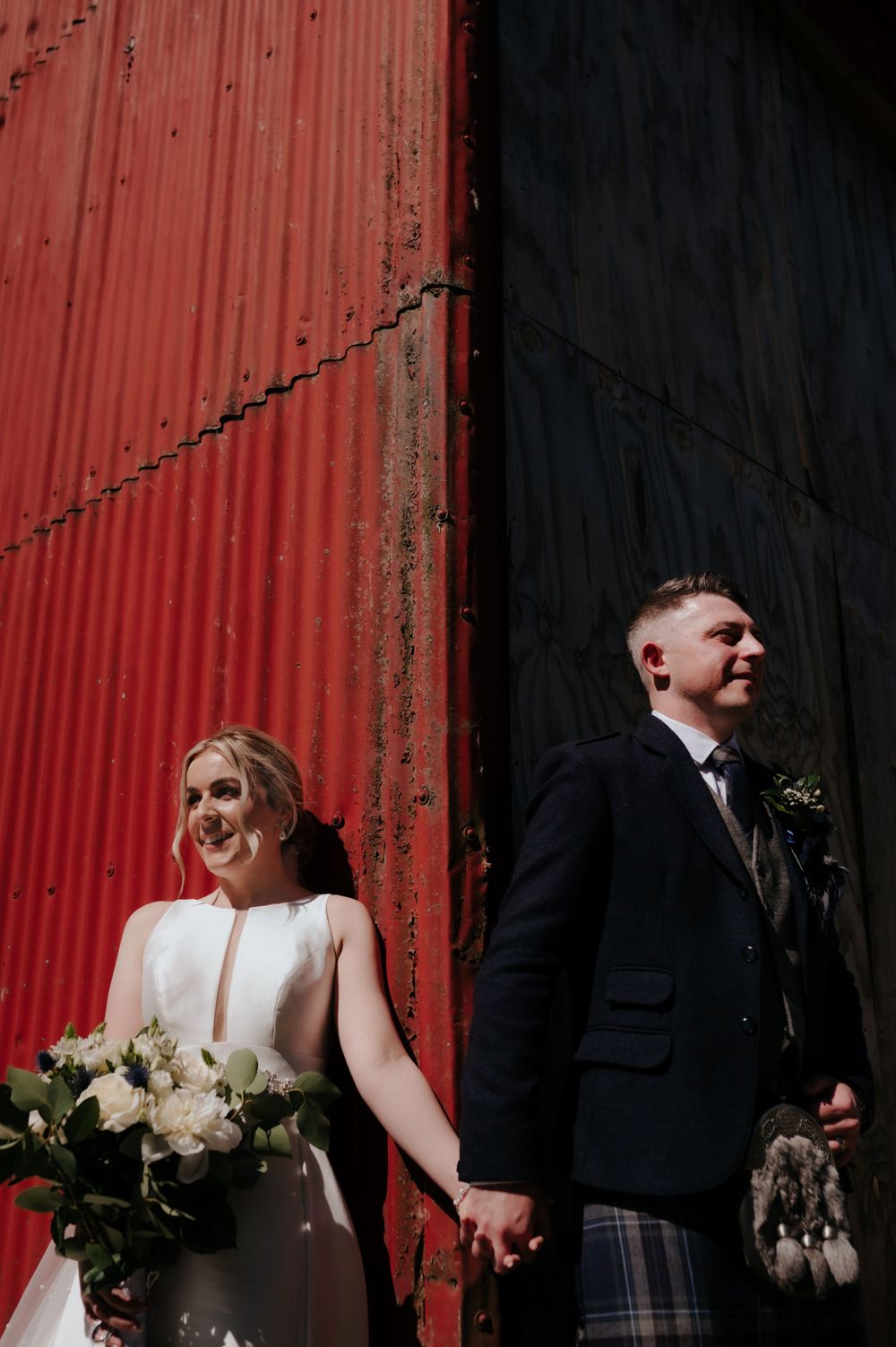 Enterkine House wedding photography, bride and groom at a barn wedding