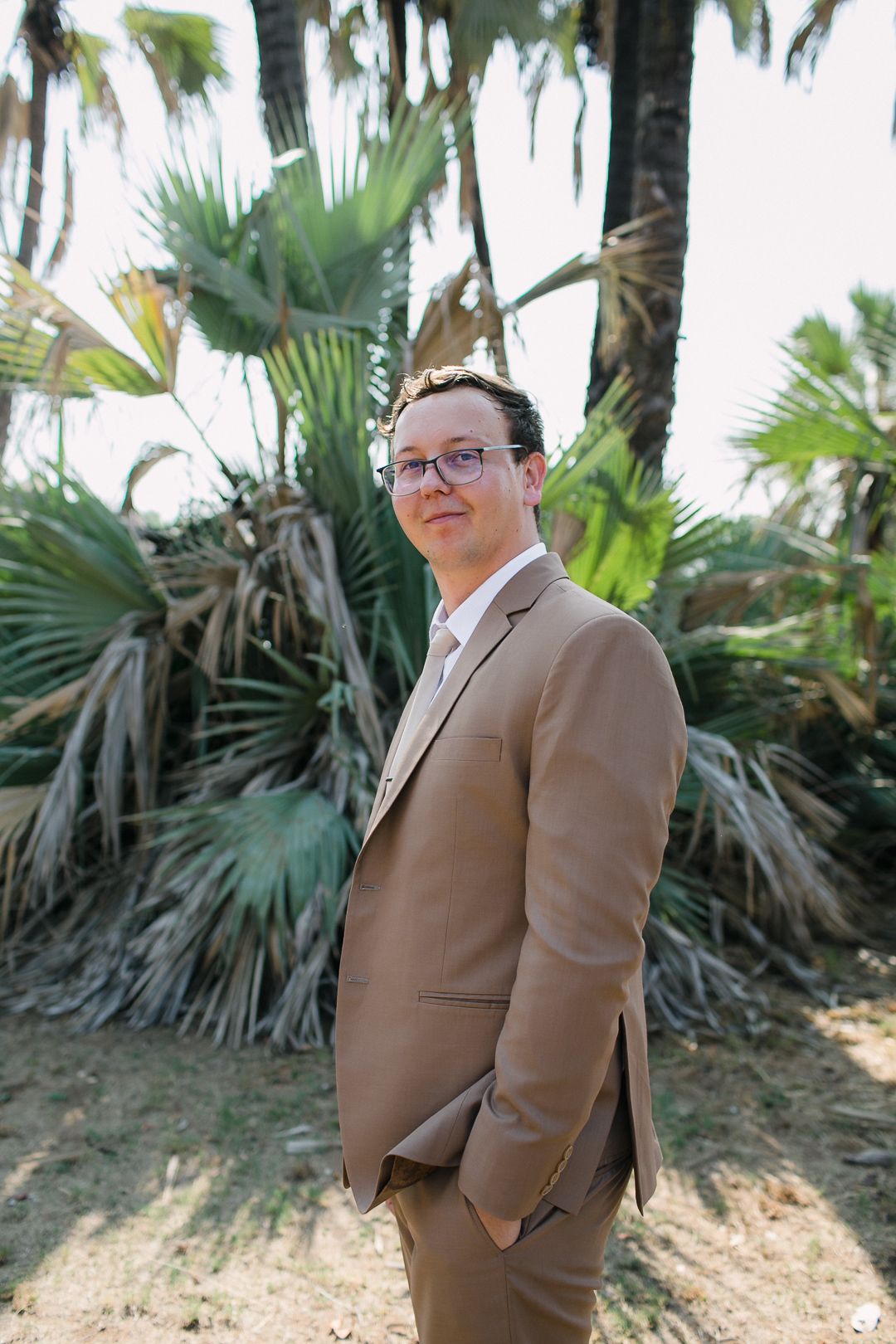 Wiechert in his wedding attire in the Kruger National Park.