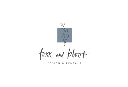 Modern floral design business logo with company name and services in minimal style.