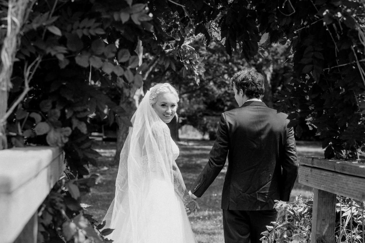 over the shoulder look wedding dress