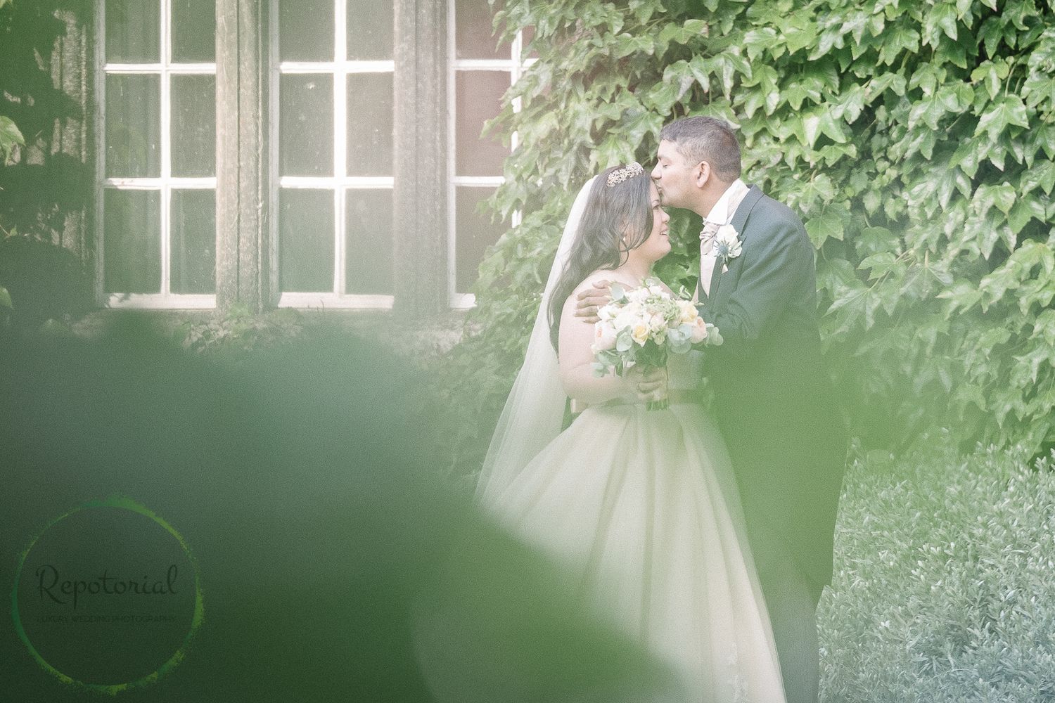 Wedding editorial portrait of bride and groom