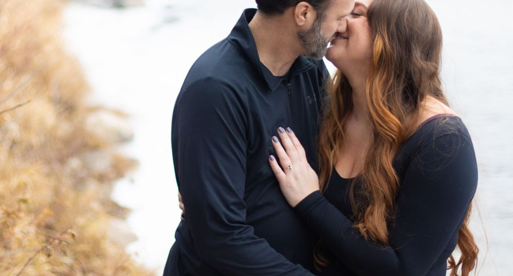 engagement kiss