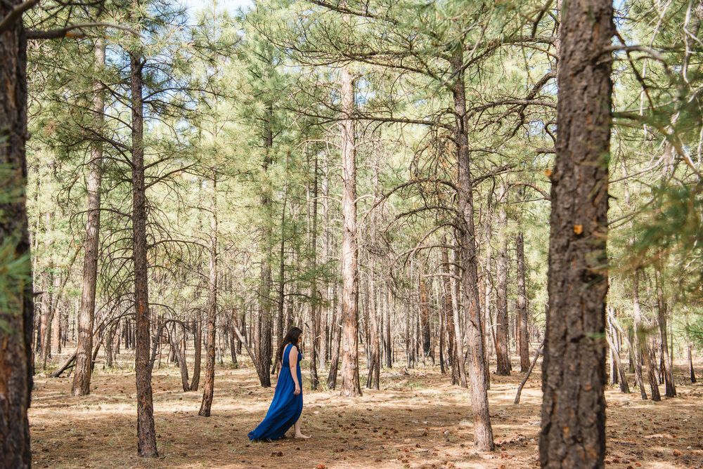 running into the woods. modeling photo session. grand canyon. arizona. wedding photographer