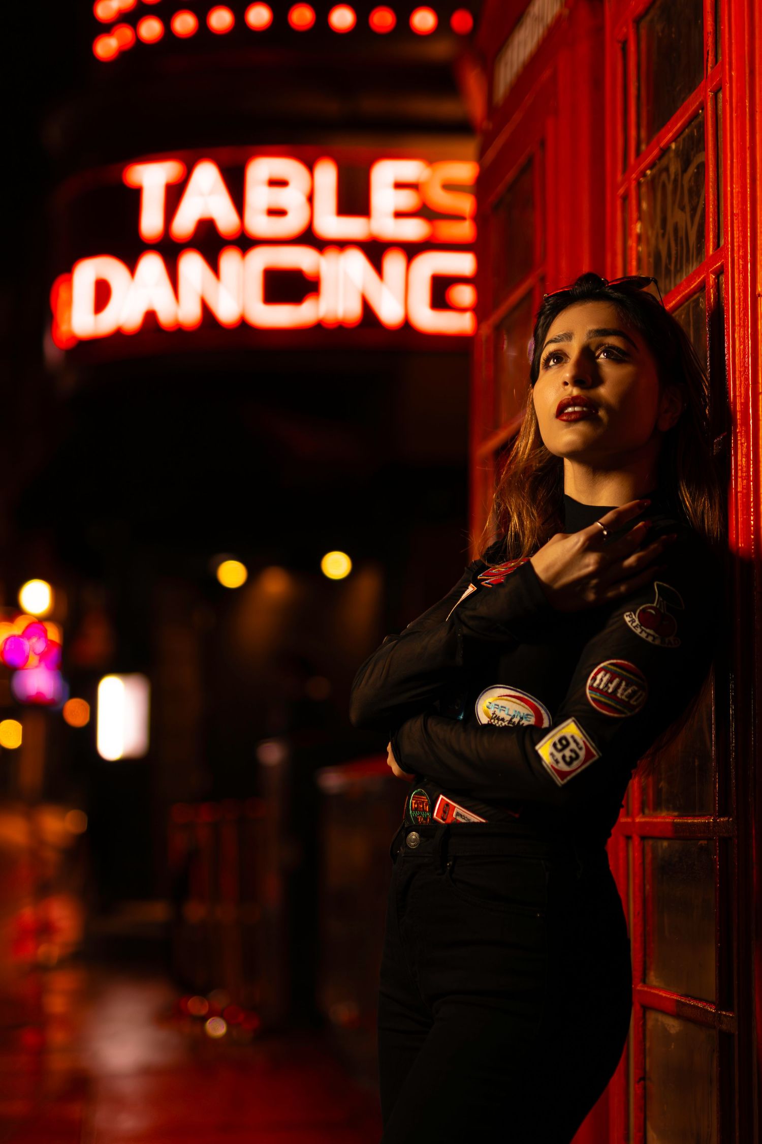 Taniya Dhahran London photoshoot soho neon lights by Kush Rattan Photography