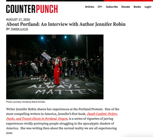 counter punch image credit black lives will always matter grafitti on road with clown portland oregon photojournalist