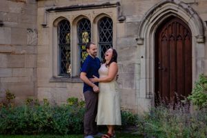 A husband and wife share an adorable, intimate moment