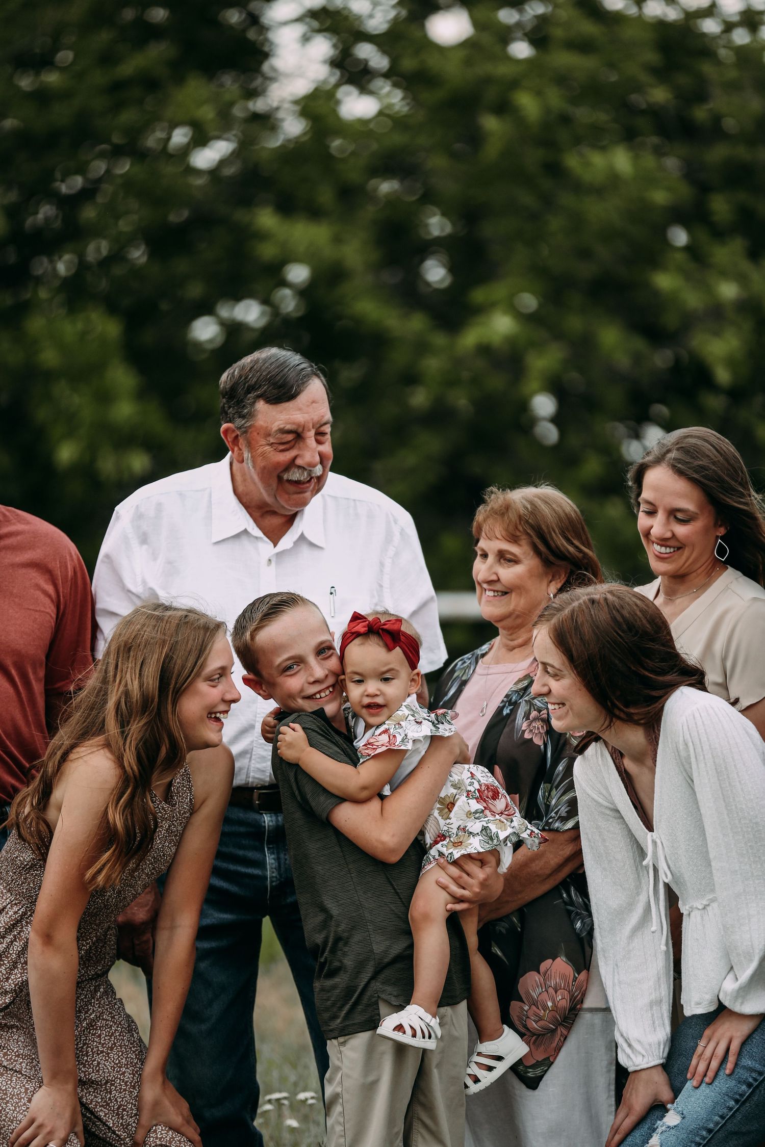 large family laughing
