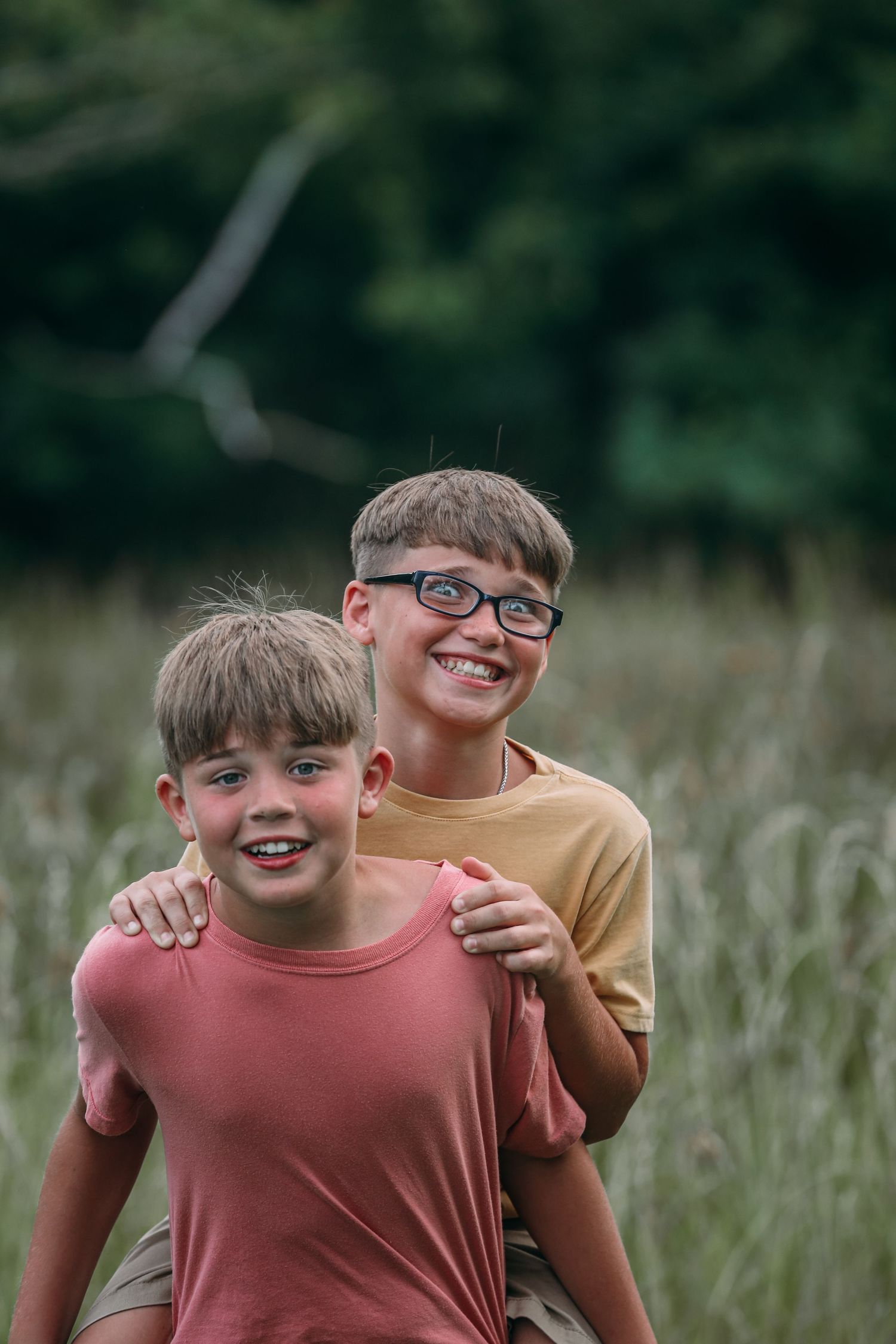 two brothers on each other's back