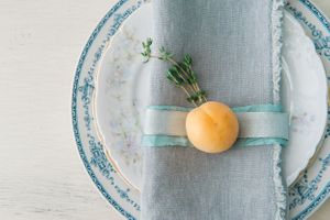 Apricot on blue linen and blue china plate