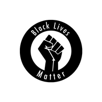 Black Lives Matter logo featuring a raised black fist symbol on a circular black background.