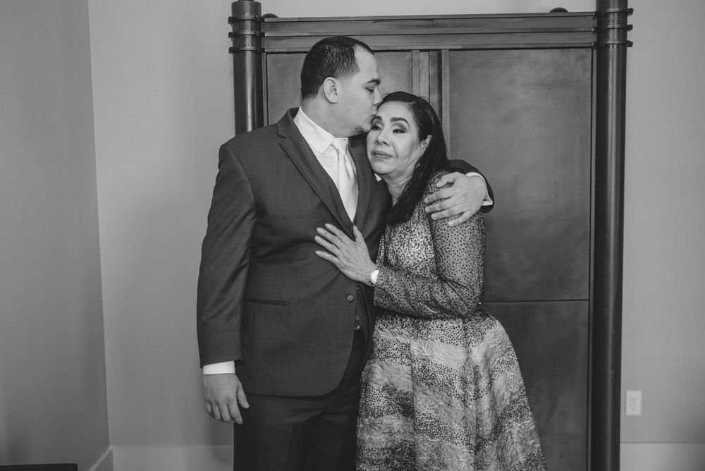 son kissing mother. groom's getting ready. bride's accesories. getting ready. Rancho Guadalupe. Edinburg, Texas. Wedding