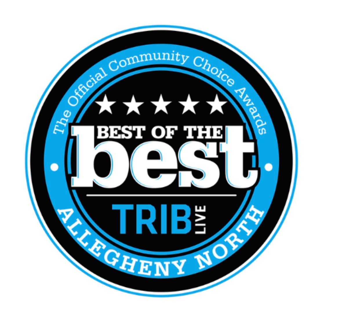 Best of the Best TRIB Live Allegheny North five-star community choice award emblem in blue and black.