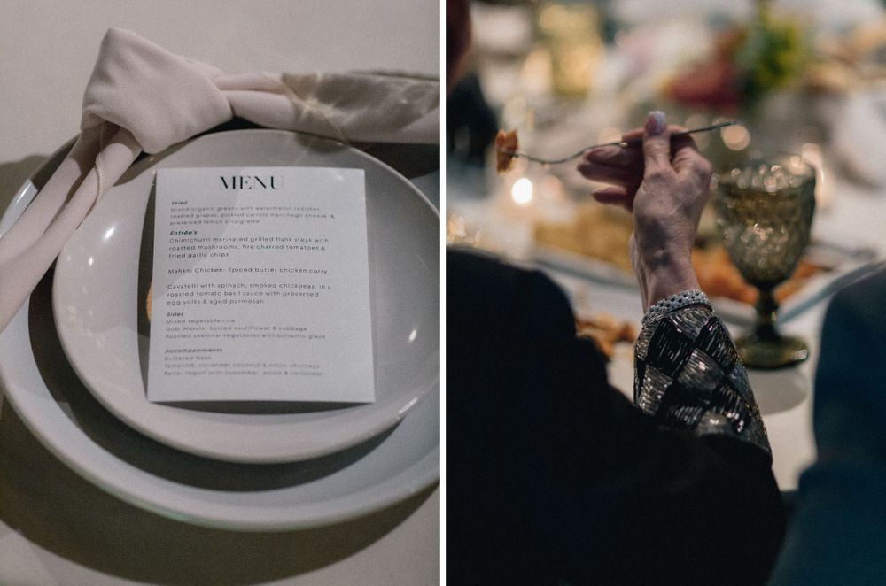 reception details of table with menu