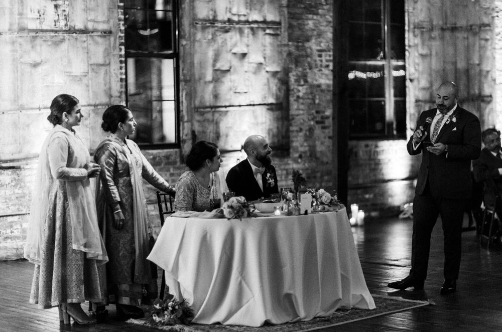 Bride and groom accepting speeches