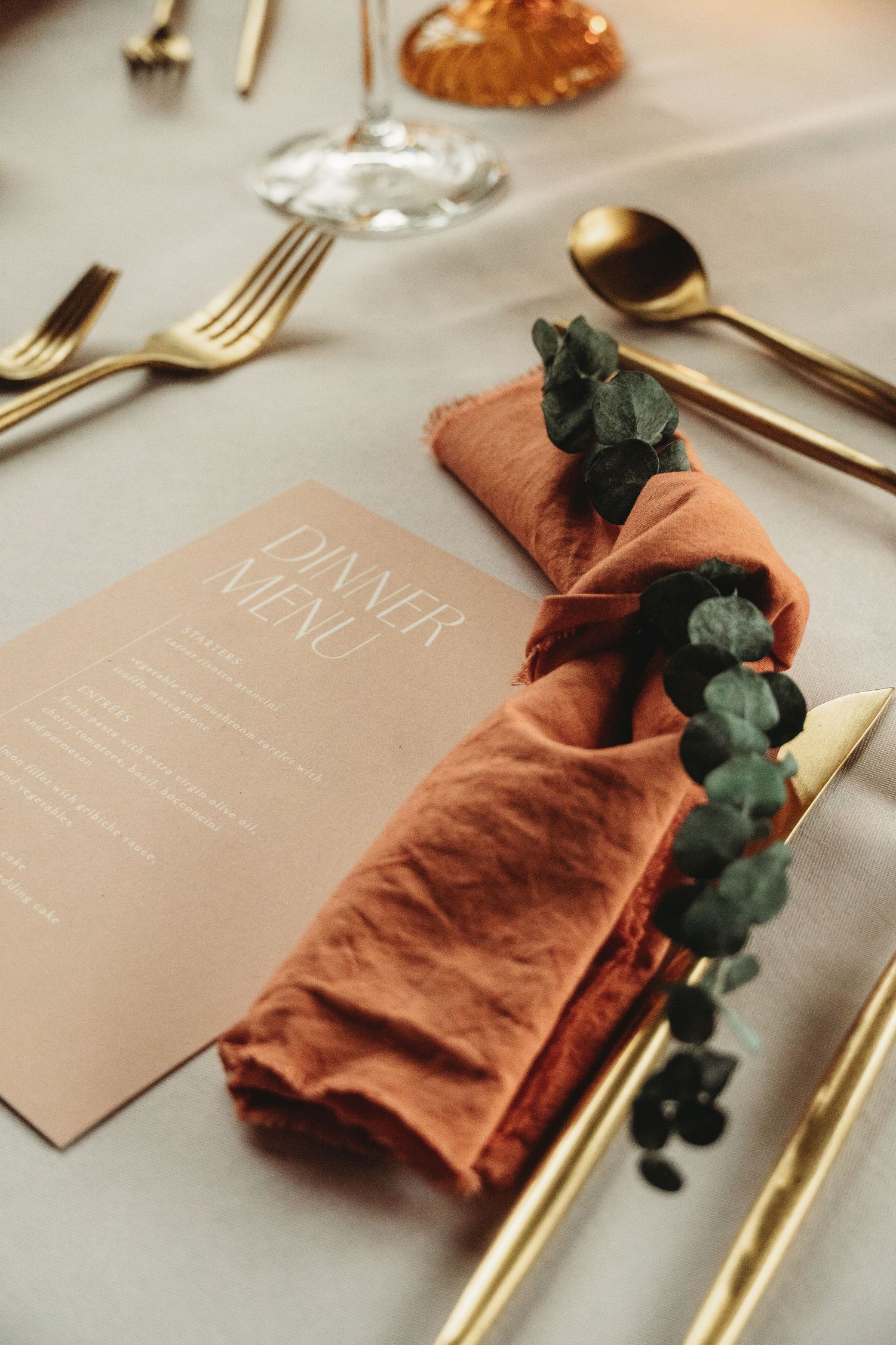 Dinner menu at Montreal wedding reception detail photos
