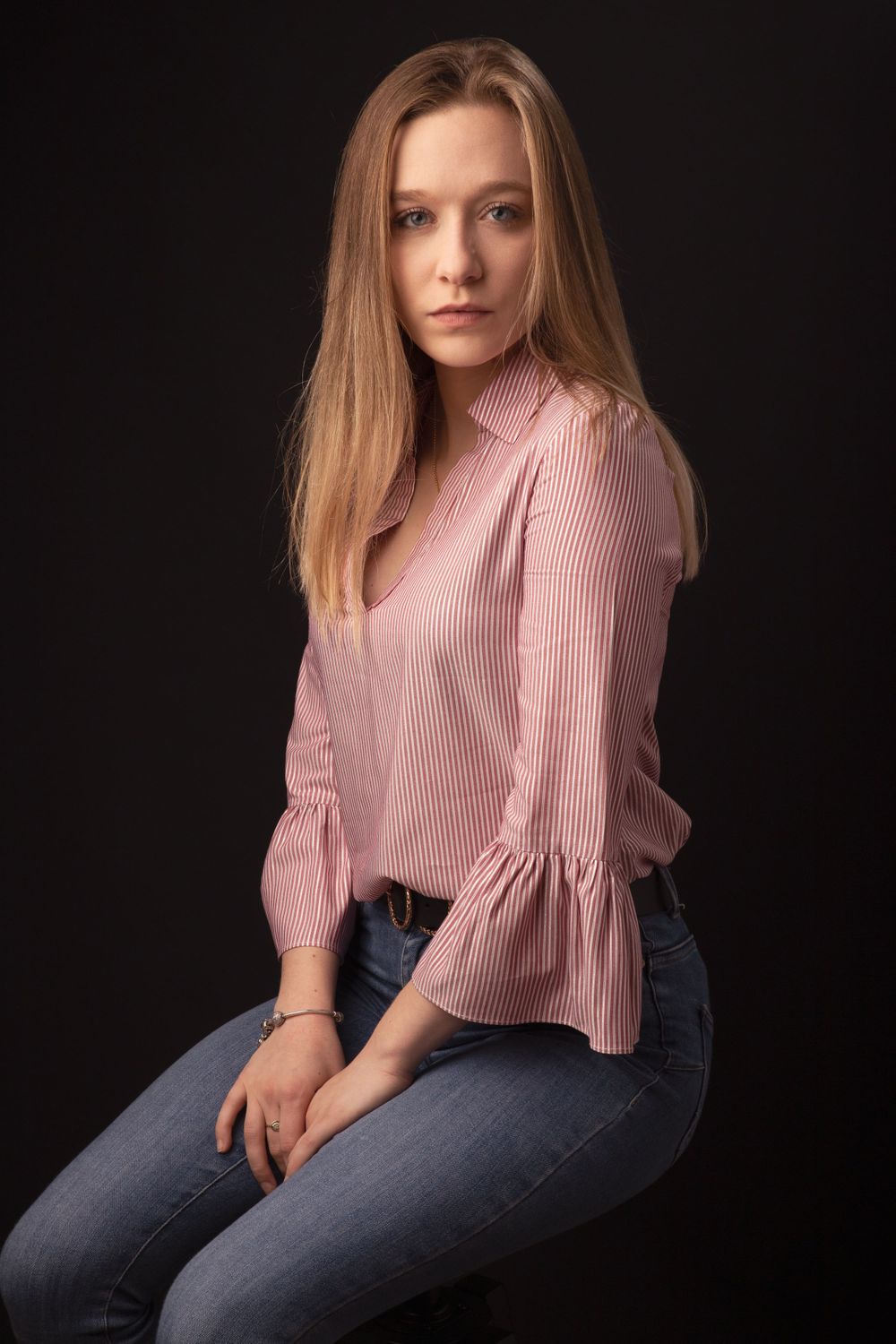 vrouw in studio