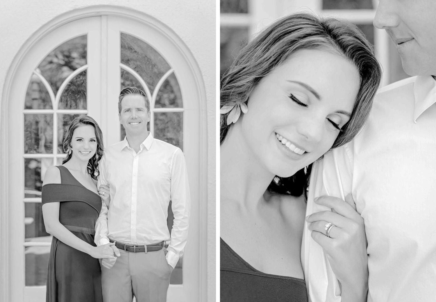 Black and white romantic portraits showing close emotional moments.