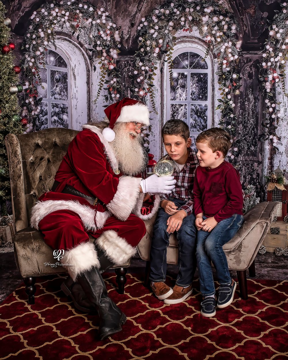 Kids meeting Santa; pictures with Santa; Santa photoshoot; Santa session indoor; Lexington South Carolina