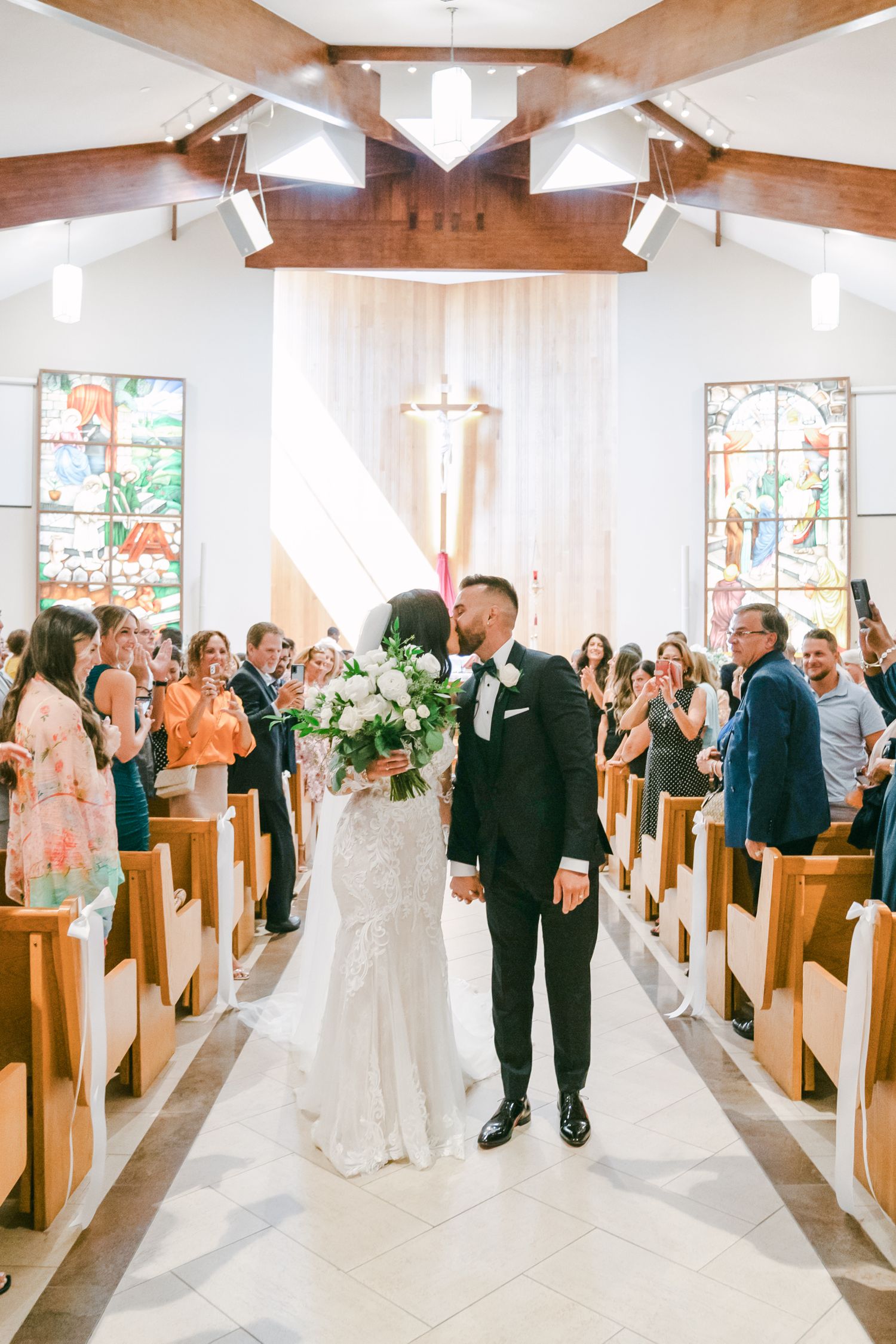 Bride And Groom Kissing At Church in Toronto