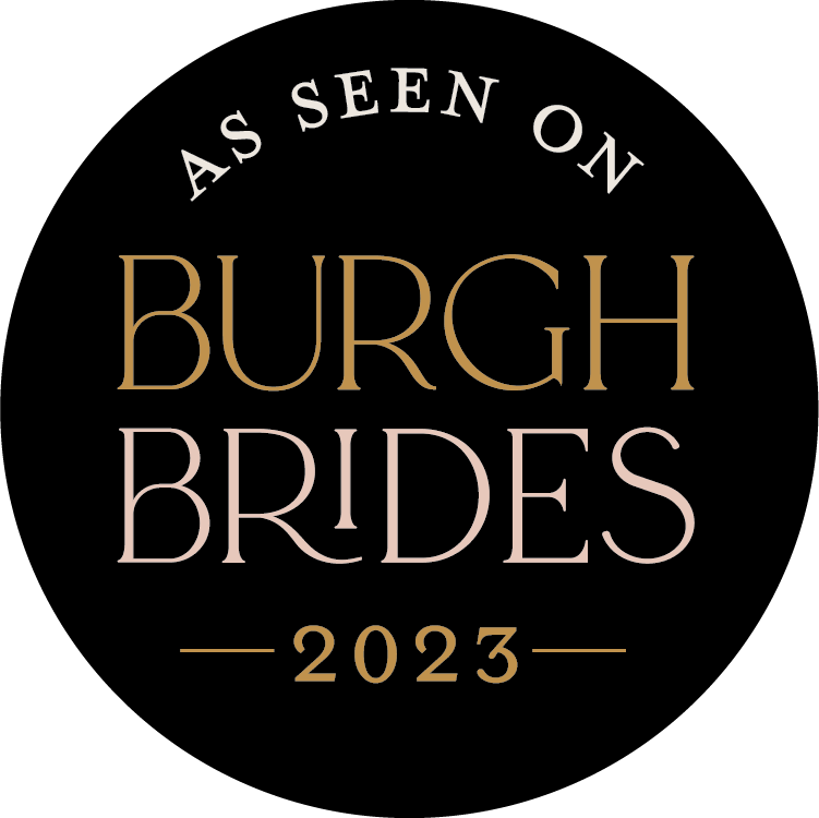 Collection of elegant black and gold badge designs for Pittsburgh Brides 2023.