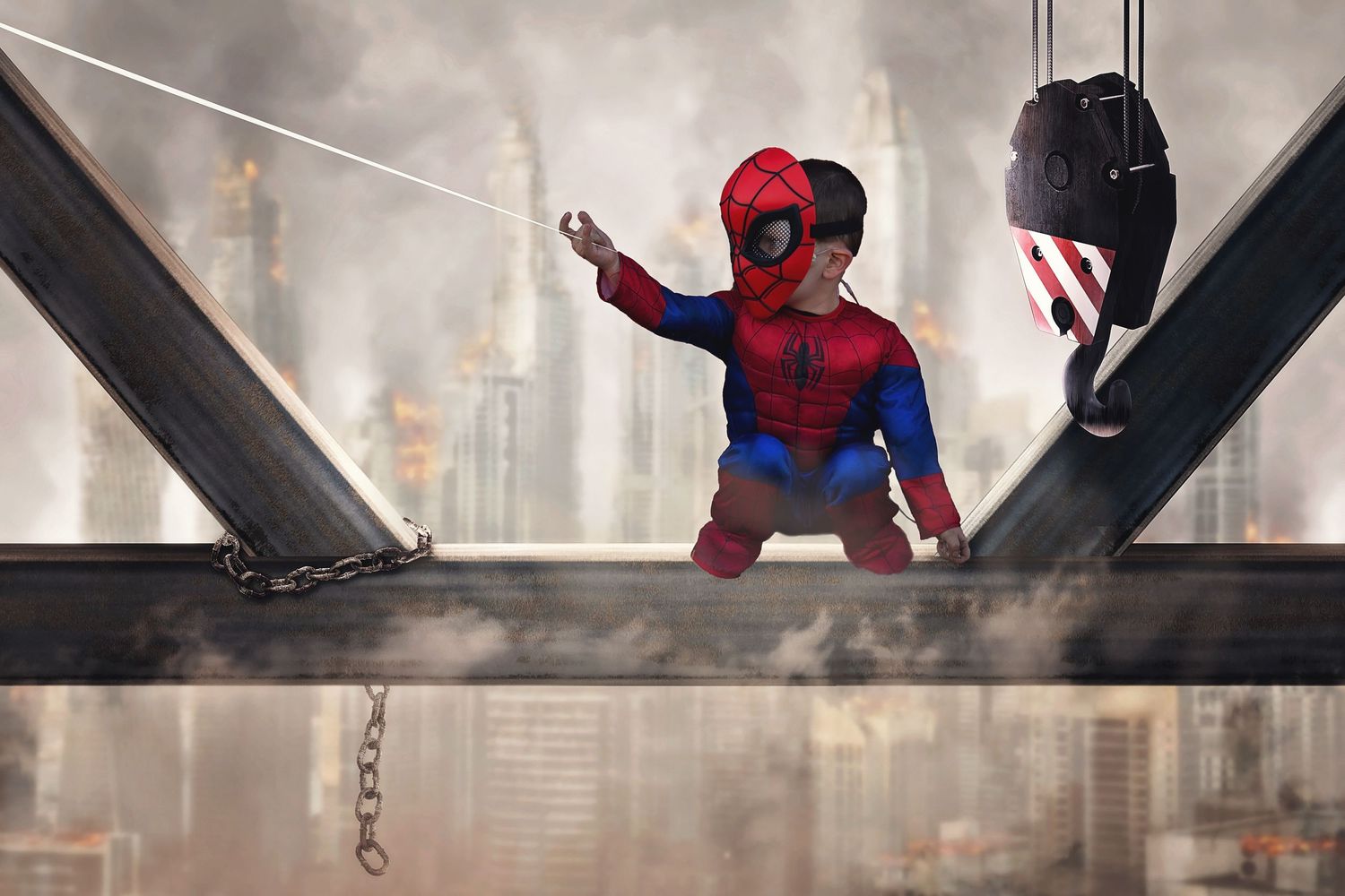 Little boy as spiderman