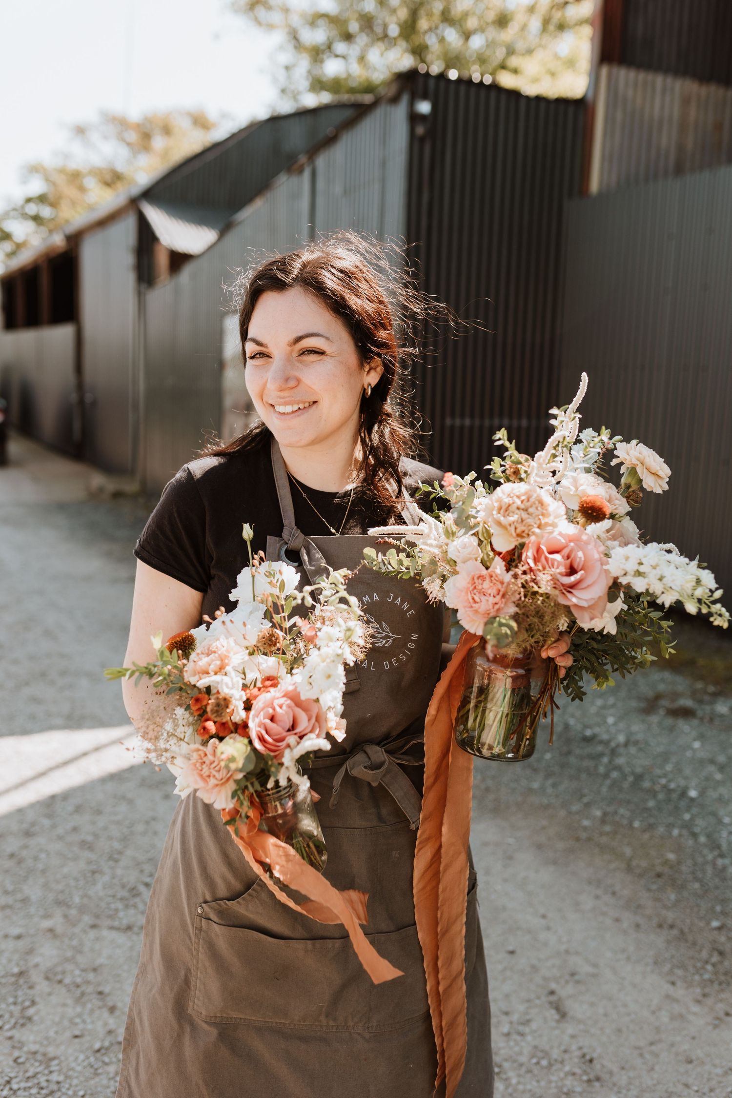 Emma Jane Floral Design delivering bouquets at Stanford Farm