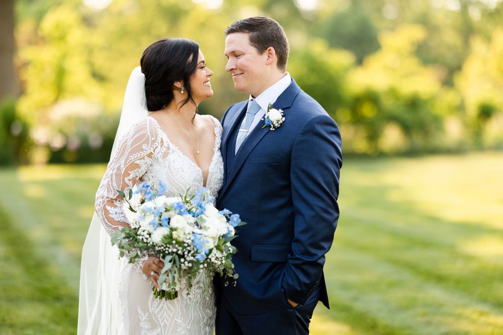 Bride and groom enjoy a quiet moment after wedding ceremony at Jorgensen Farms in Westerville, Ohio.