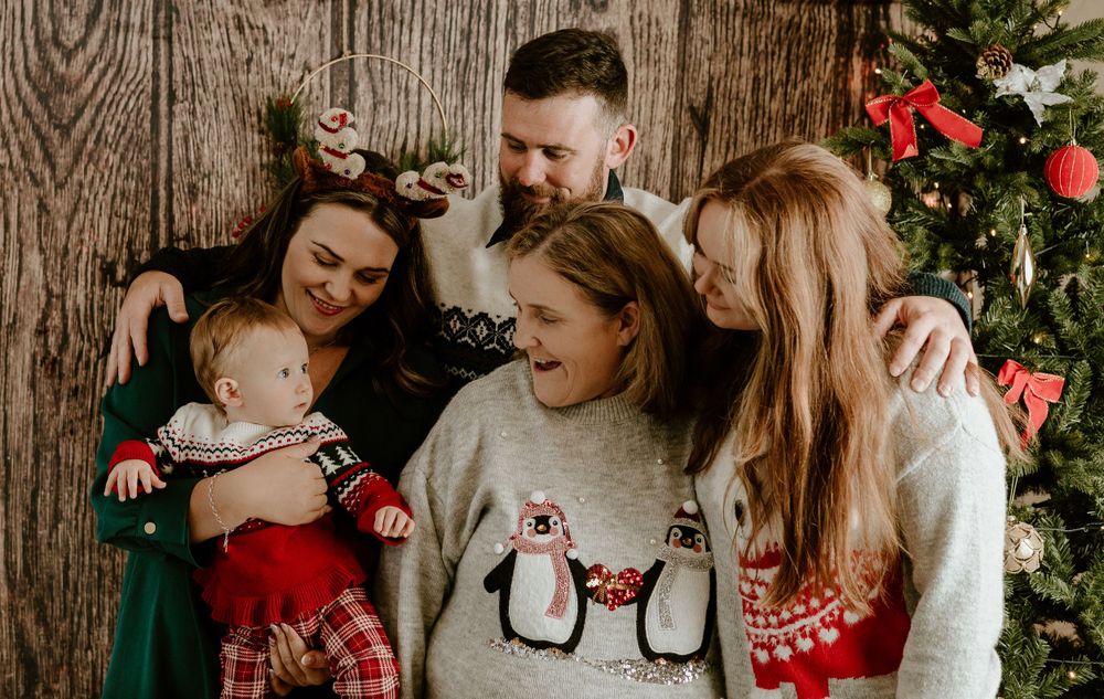 Christmas Studio photoshoot of family and grandma
