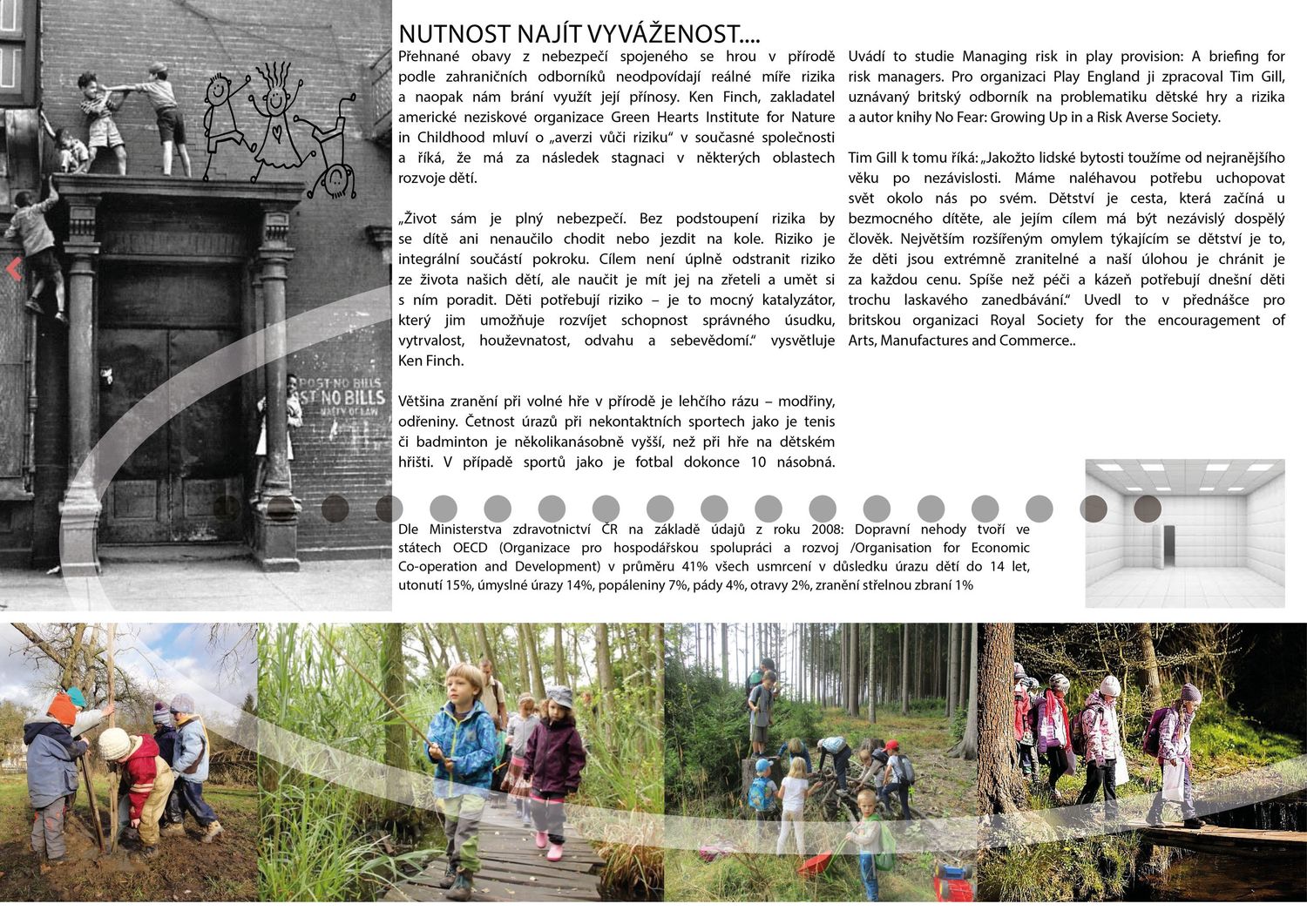 Studie zahrady mateřské školy. Úvod do problematiky, s kterou se návrh vypořádává a zohledňuje ji v konceptu.