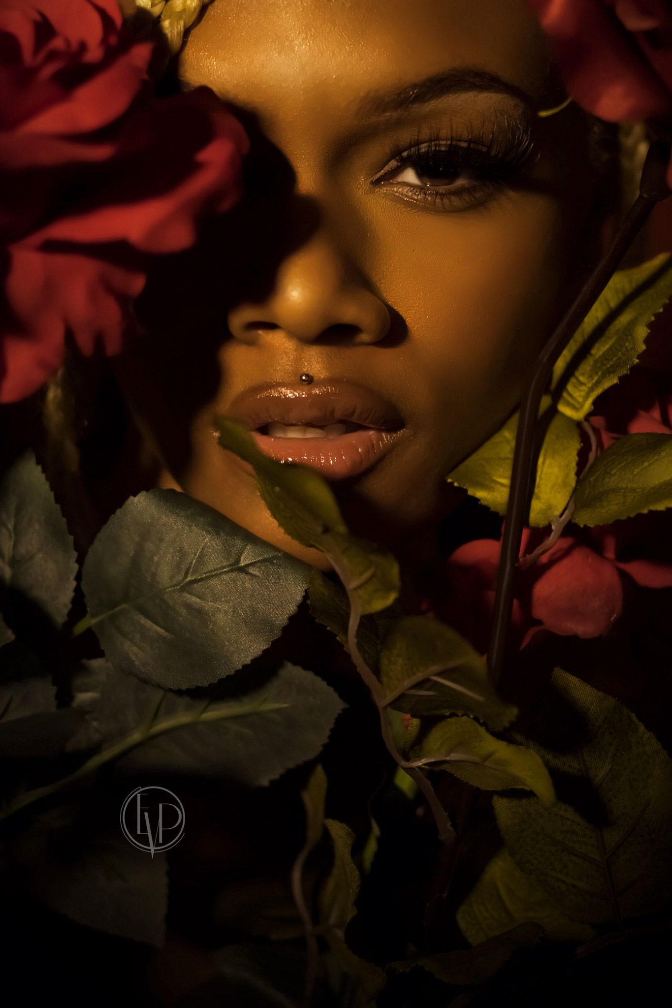 editorial closeup portrait. themed portrait photoshoot