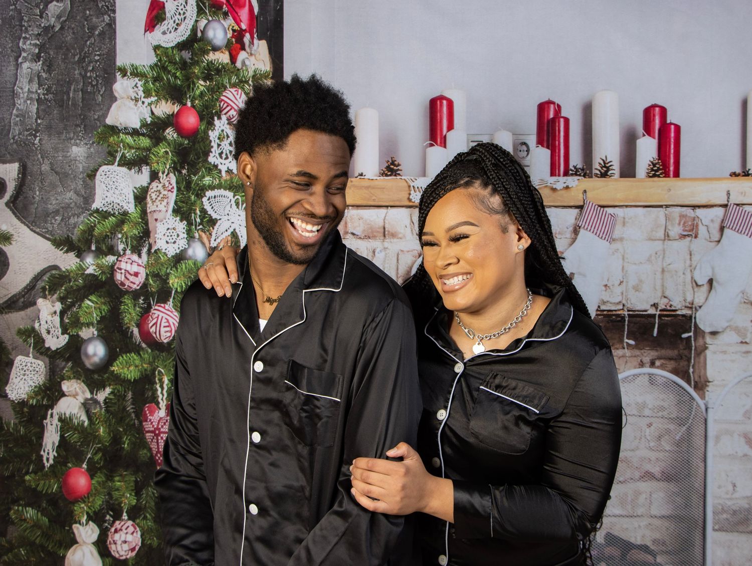 christmas couples portrait. holiday candid portrait