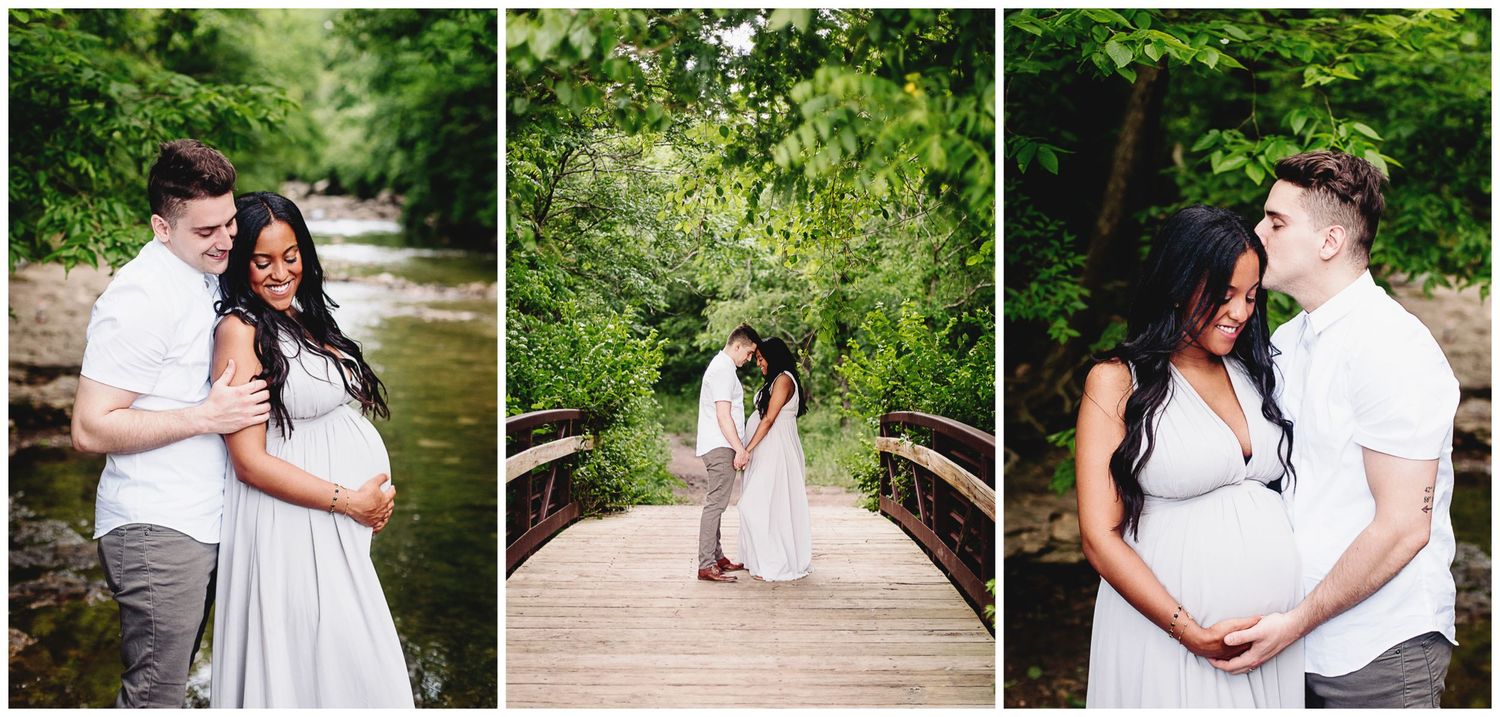 collage of images from maternity photoshoot at Lee's Summit park