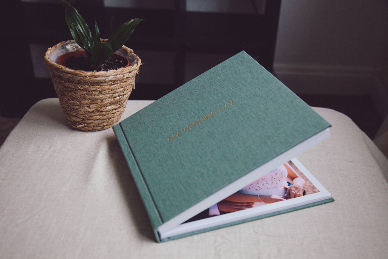 Handcrafted Hampshire wedding album commemorating your love story.