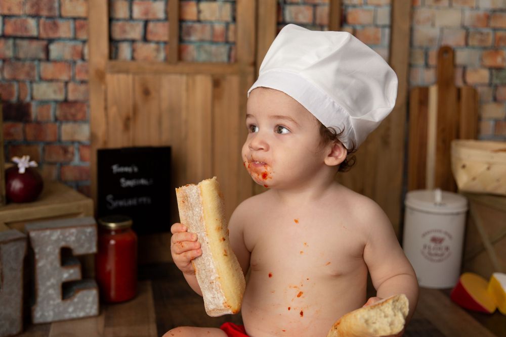 Spaghetti Cake Smash Milestone Baby Photographer St Louis