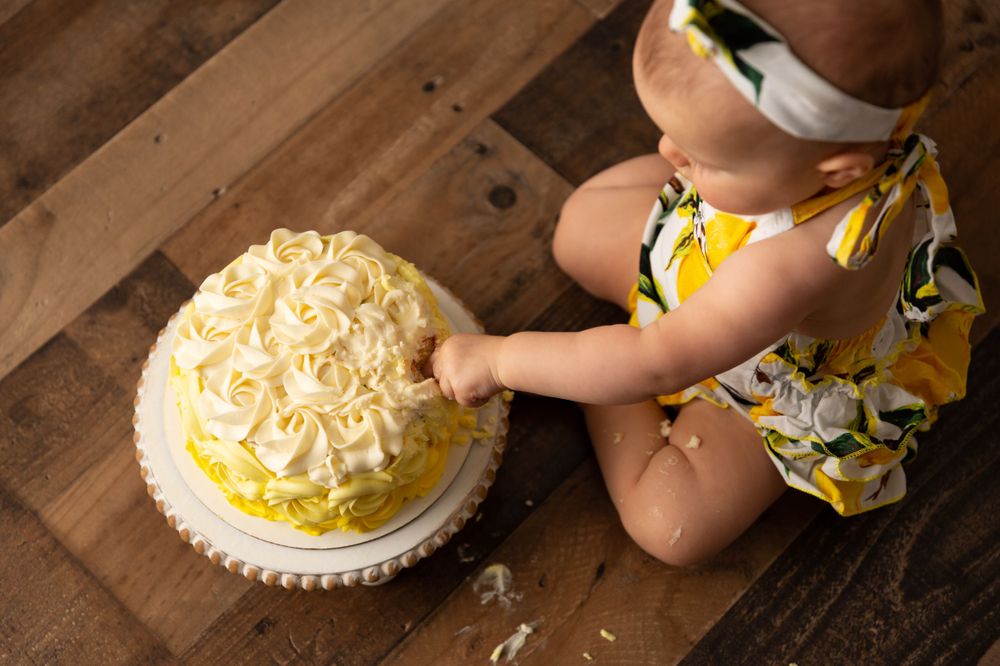 Lemonade Cake Smash Milestone Baby Photographer St Louis
