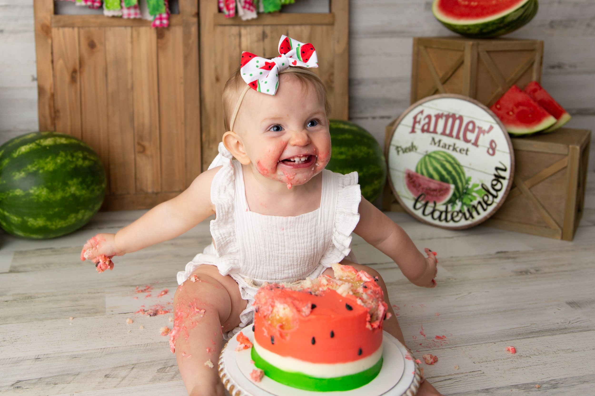 Watermelon Cake Smash Milestone Baby Photographer St Louis