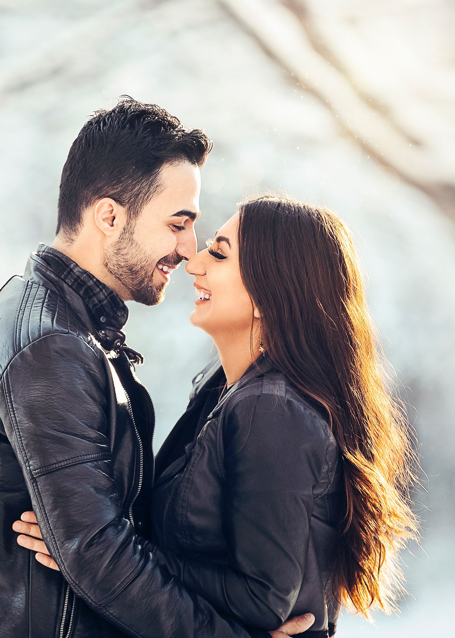 Bride and groom smiling and doing eskimo kiss by Knoxville Wedding Photographer Juhi Photography