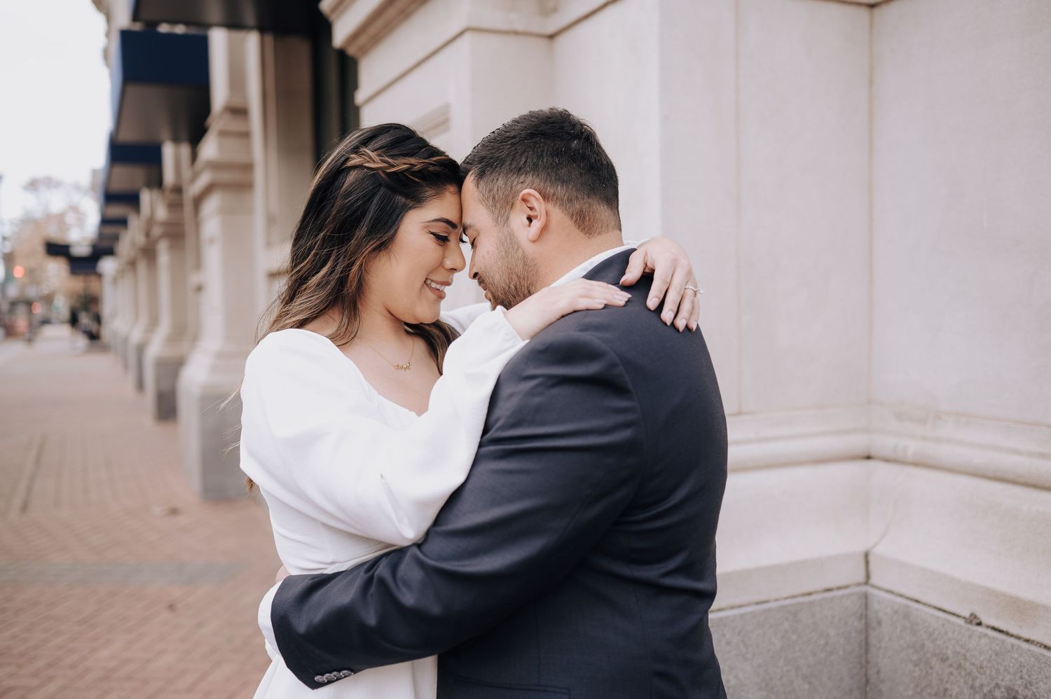 Hispanic couple's engagement photo in Houston, Tx.