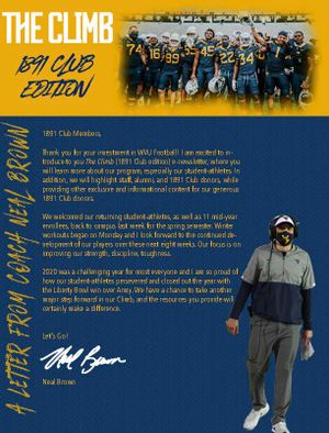 Newsletter I interviewed for, designed and wrote for WVU Football.