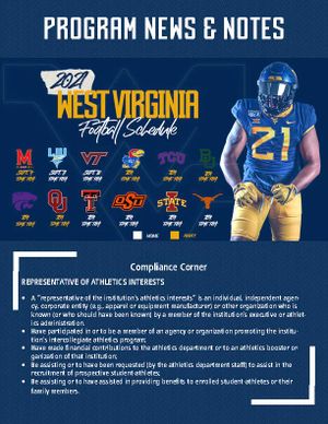 Newsletter I interviewed for, designed and wrote for WVU Football.