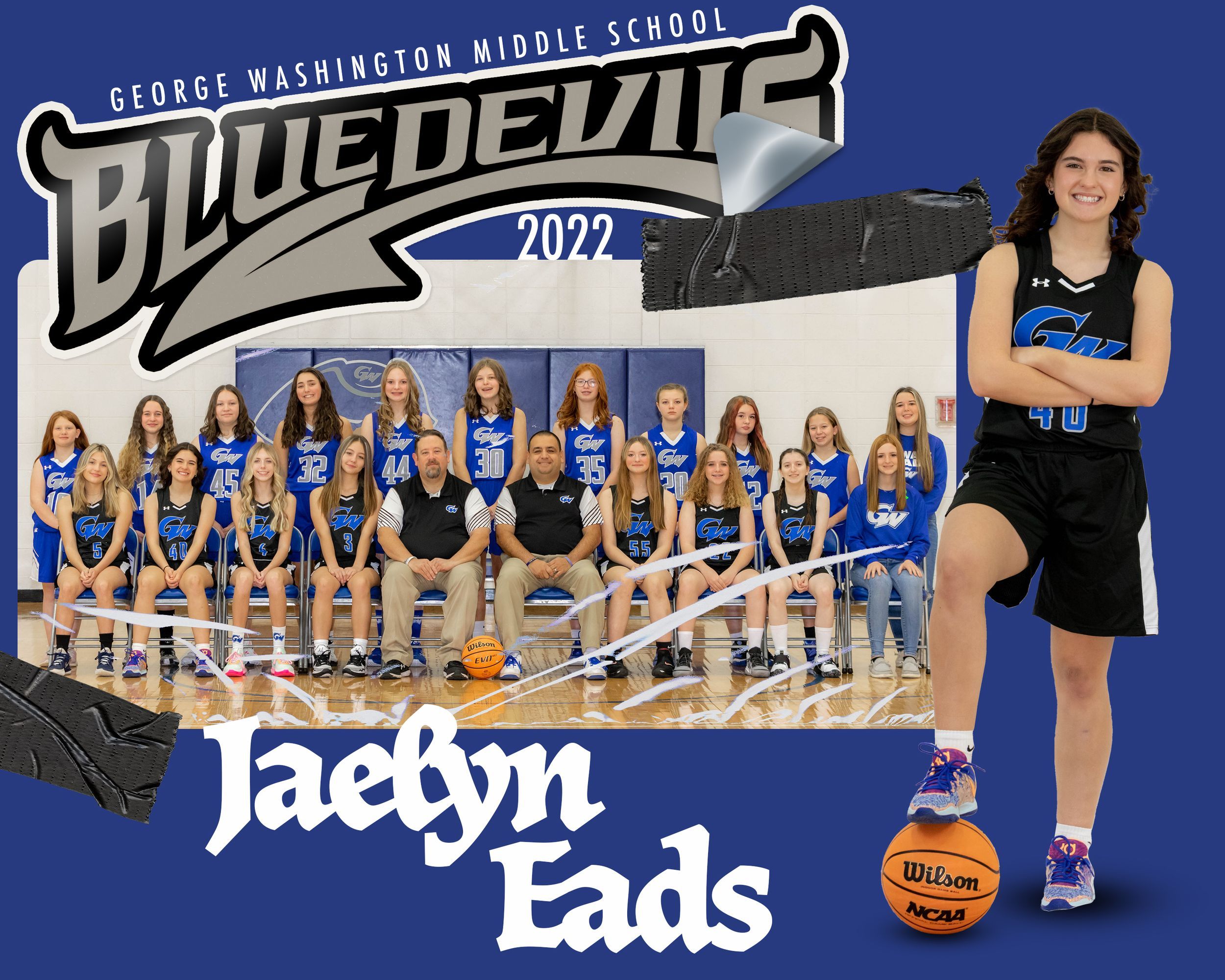 GWMS Girls Basketball Memory Mate Graphic Design