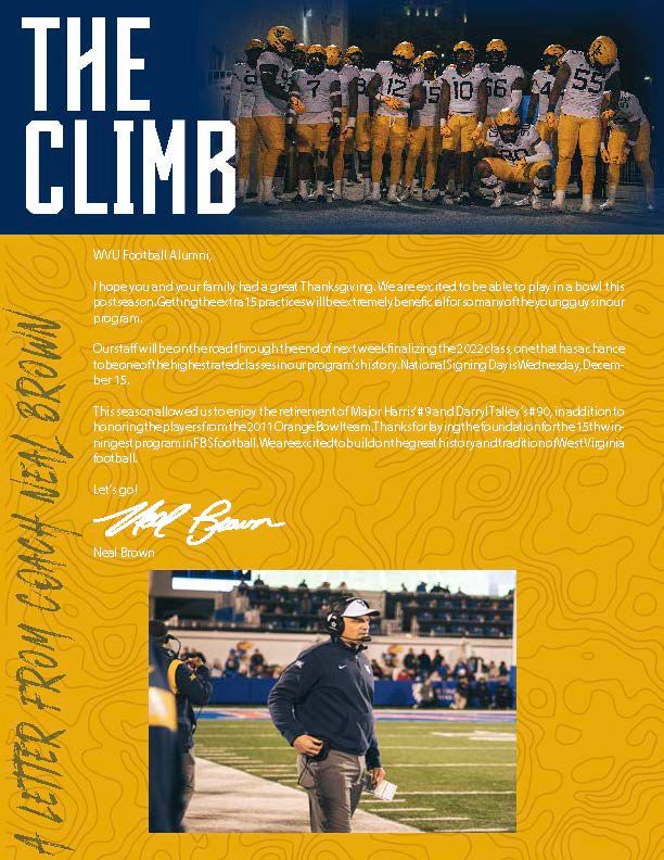 Newsletter I interviewed for, designed and wrote for WVU Football.