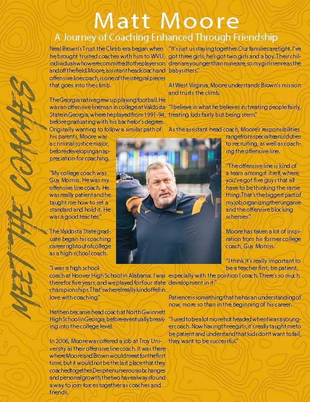 Newsletter I interviewed for, designed and wrote for WVU Football.