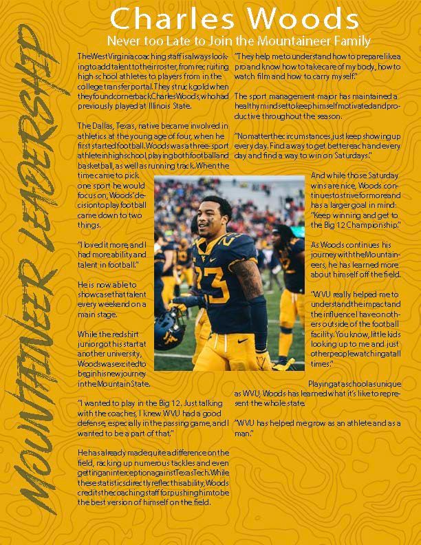 Newsletter I interviewed for, designed and wrote for WVU Football.
