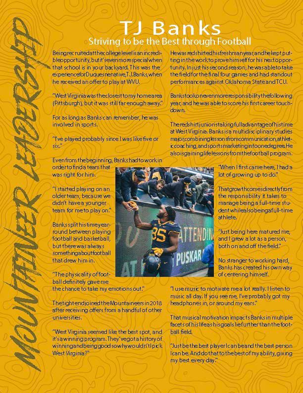 Newsletter I interviewed for, designed and wrote for WVU Football.