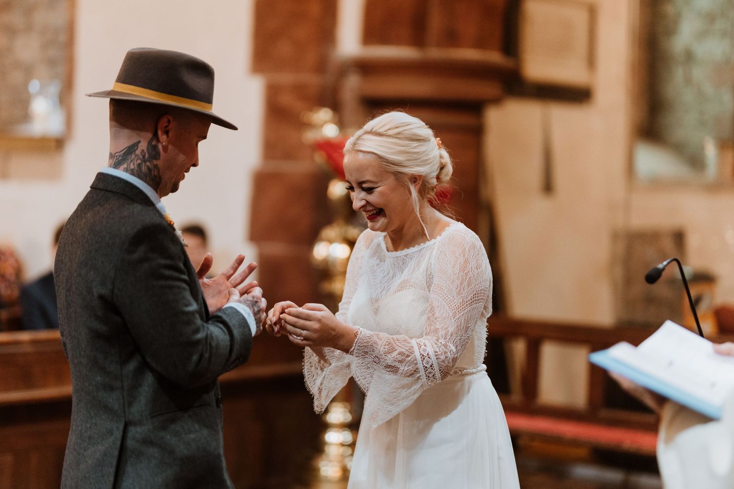 Church wedding filled with laughter