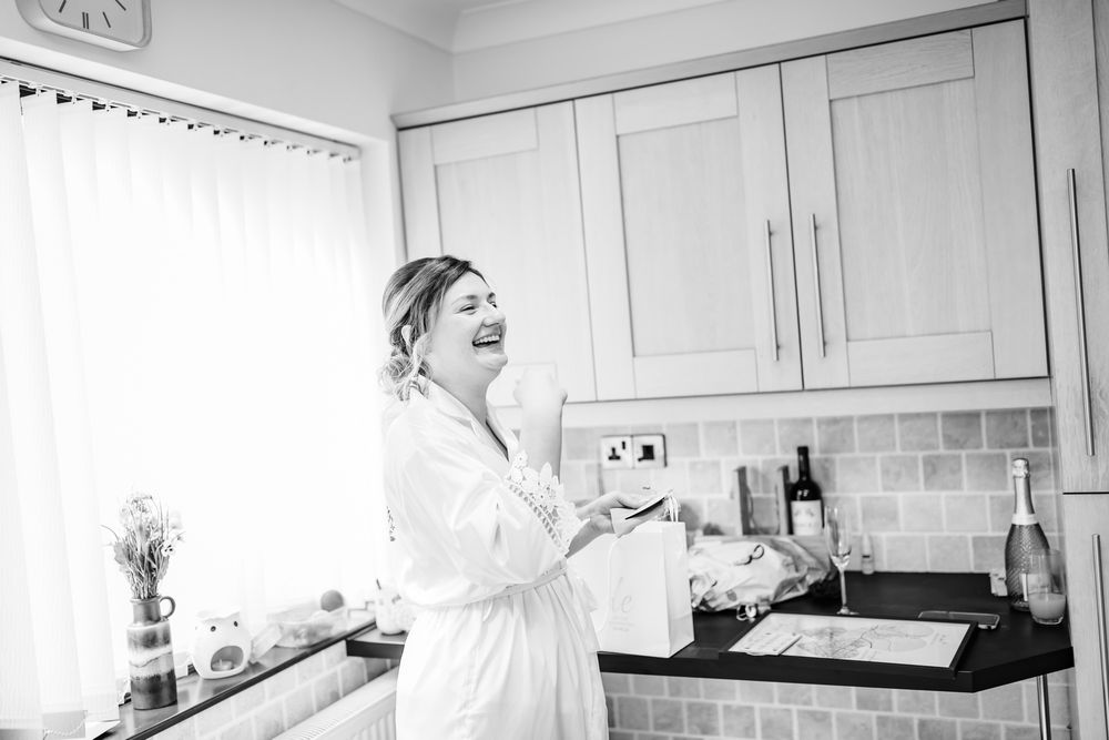 brides present from groom, in black and white
