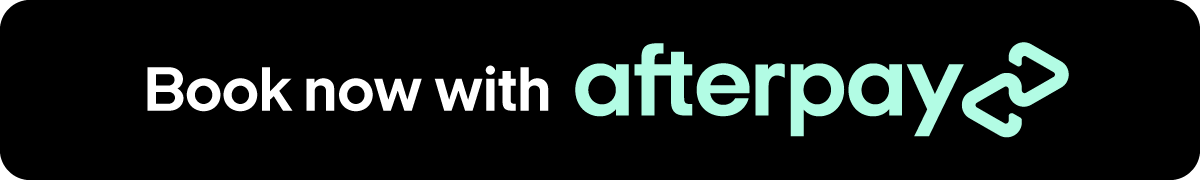 Book now with Afterpay button on black background.